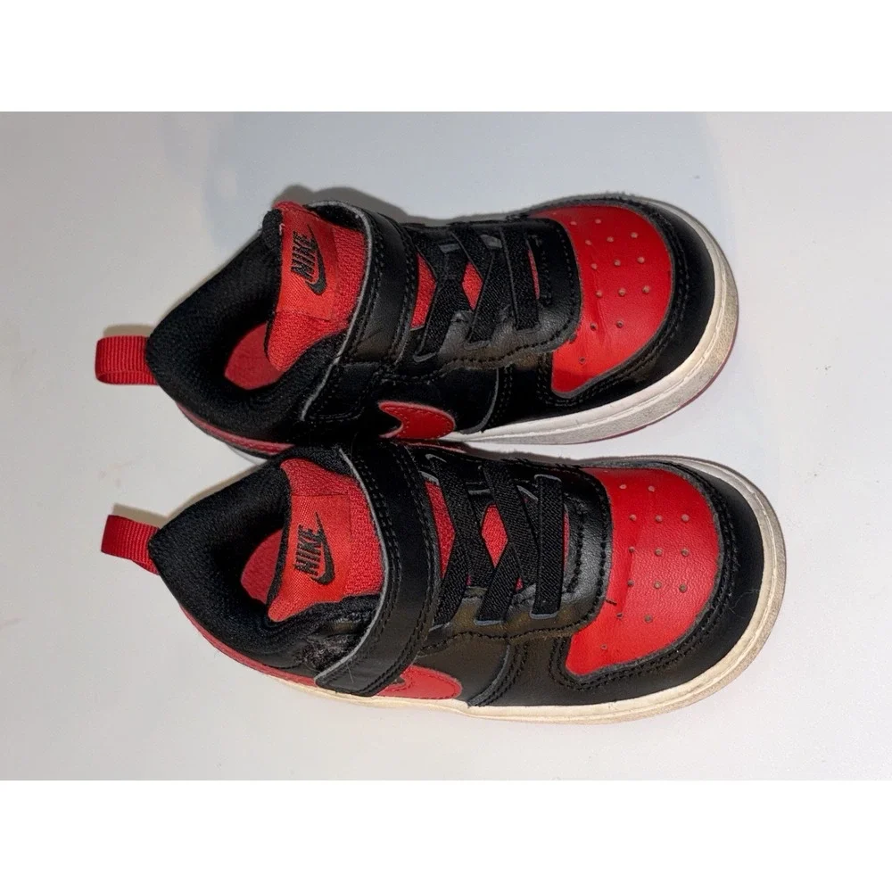 Nike Court Borough Low 2 Black University Red (TD) BQ5453-007 Size 7C